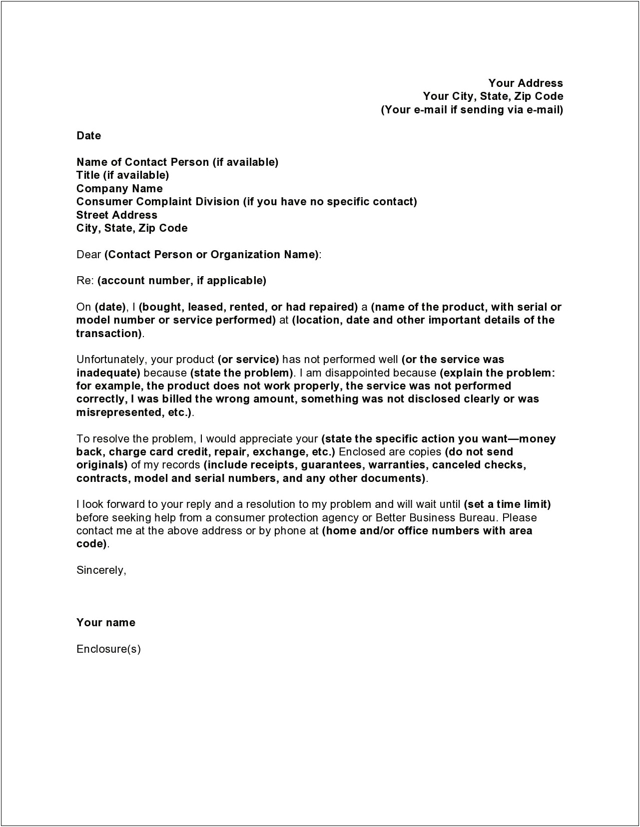 Writing A Formal Grievance Letter Template