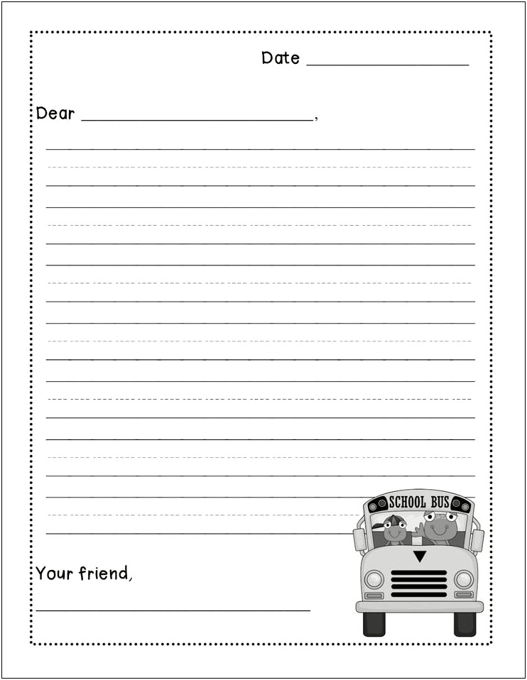 Writing A Friendly Letter Template First Grade