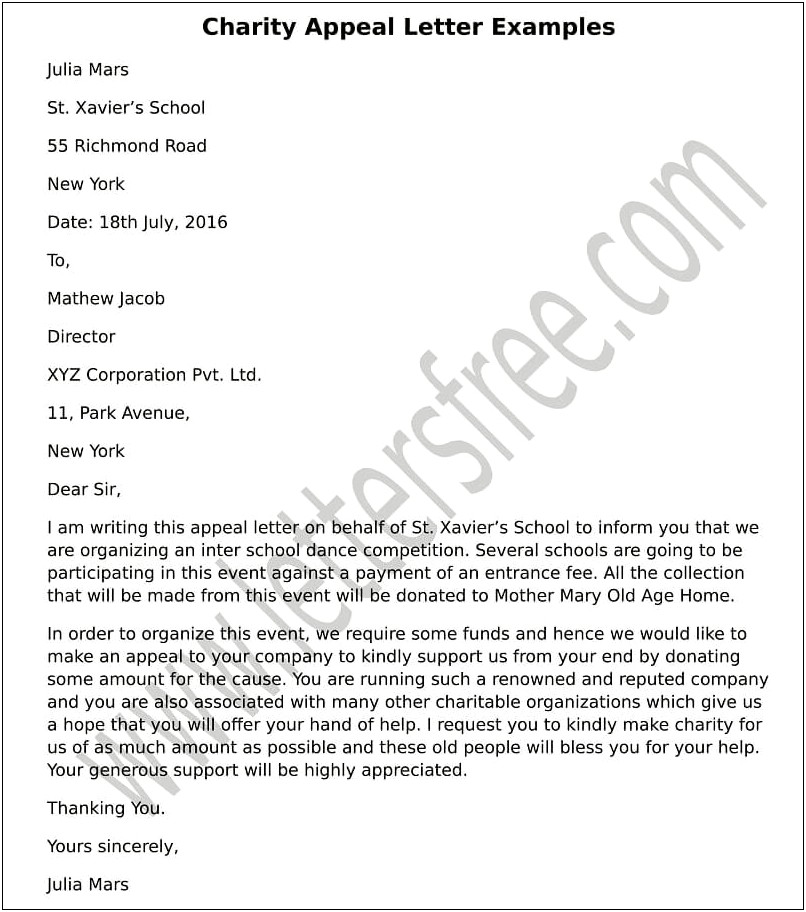 Writing A Letter Of Appeal Template