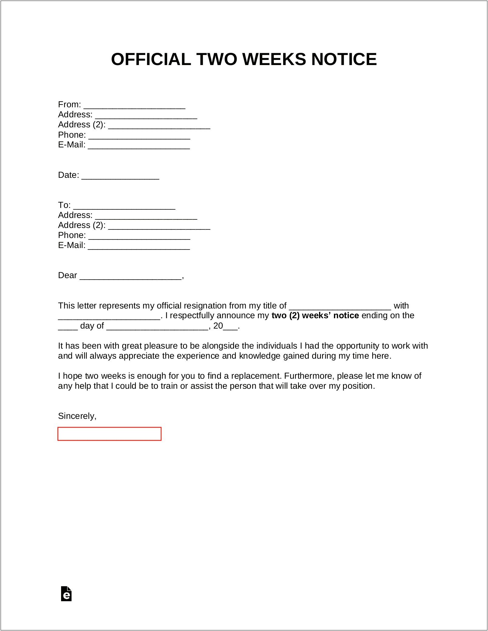 Writing A Letter Of Notice Template