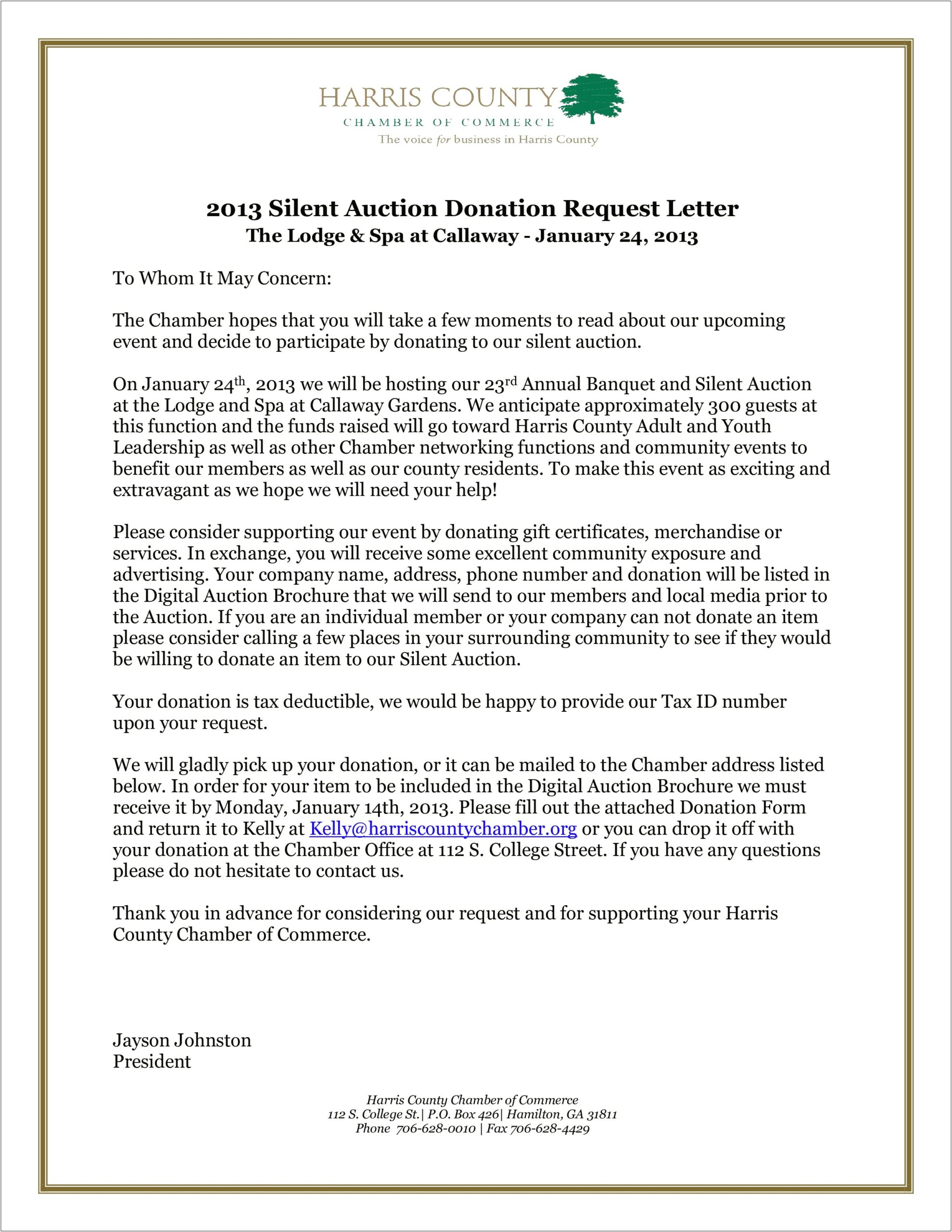 Writing A Letter Requesting Donations Template