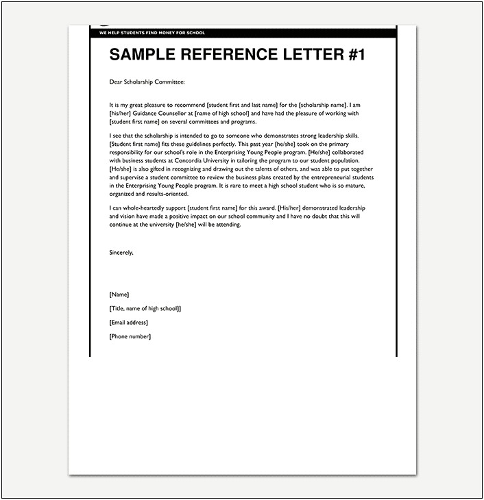 Writing A Scholarship Reference Letter Template