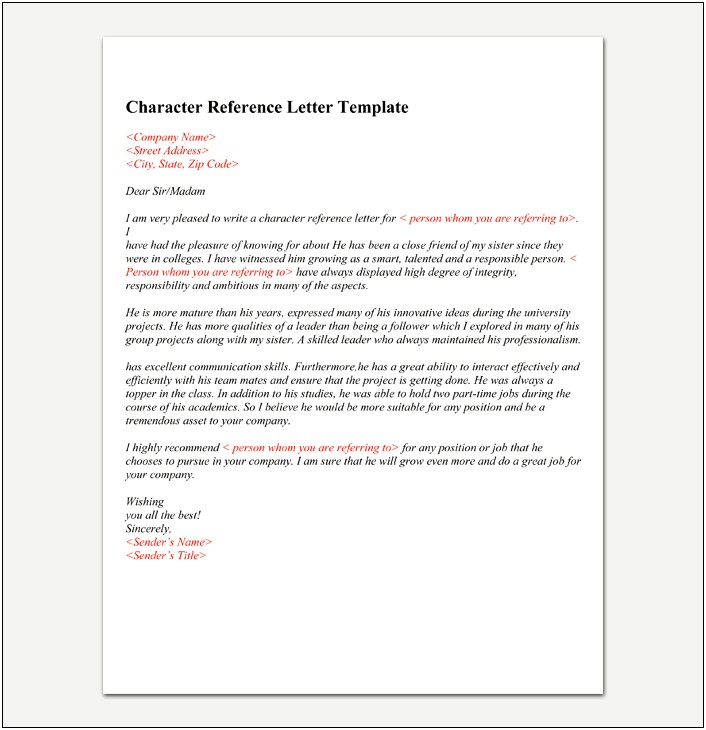 Writing Charcater Reference To Parole Board Letter Template