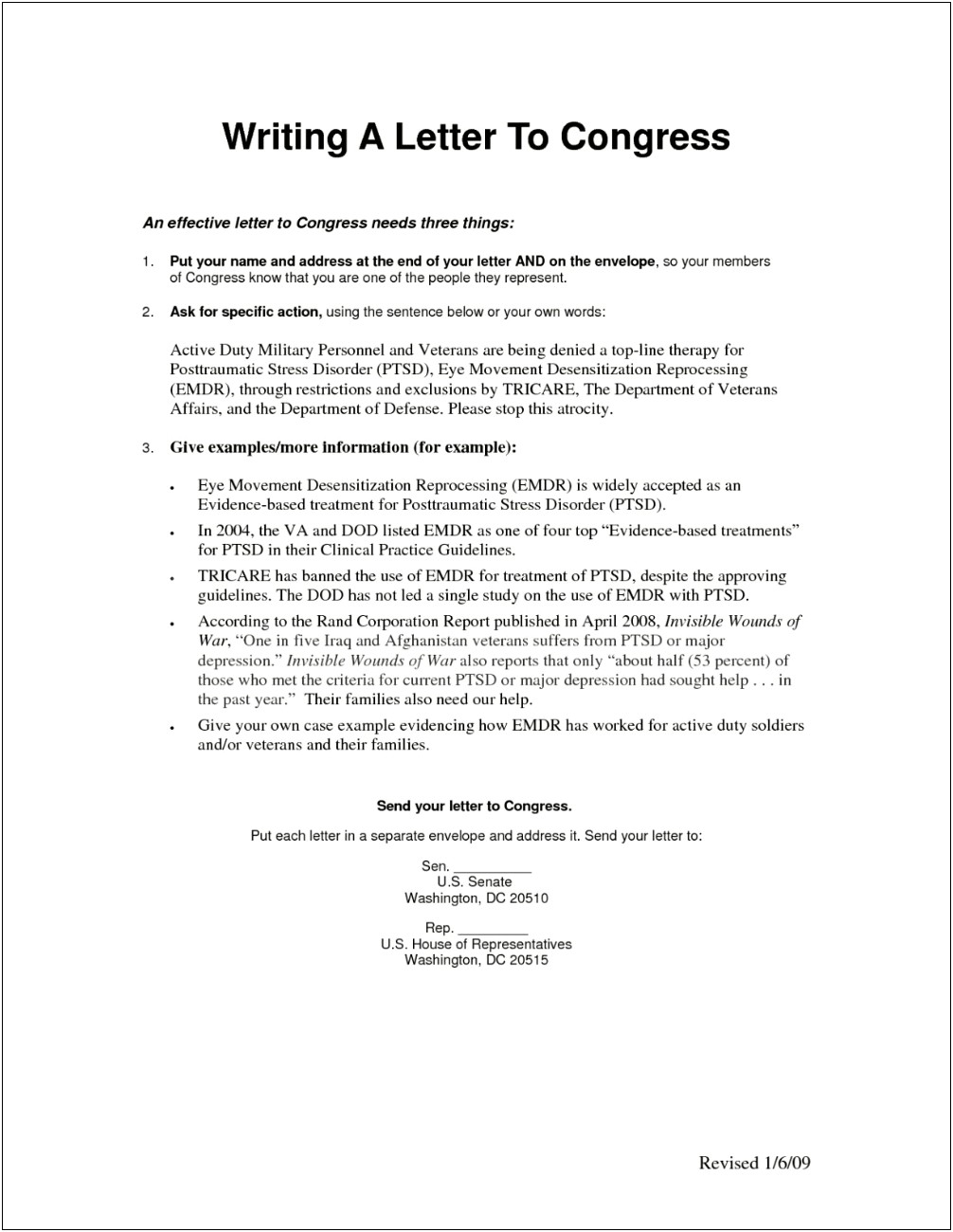 Wuting A Letter To Congressman Template