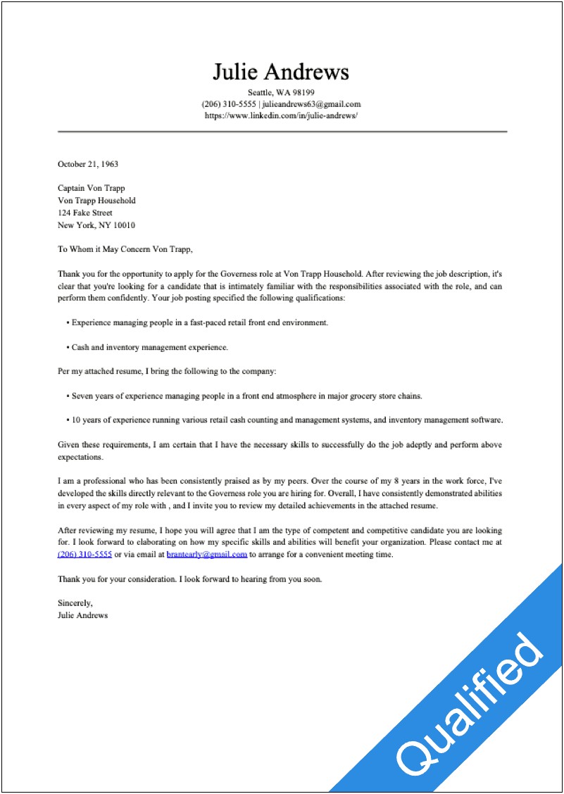 Year 10 Work Experience Cover Letter Template