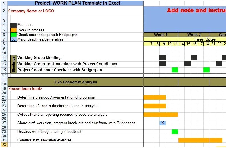 Year Long Work Plan Template By Month