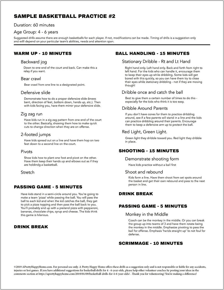 Youth Basketball Practice Plan Template Pdf