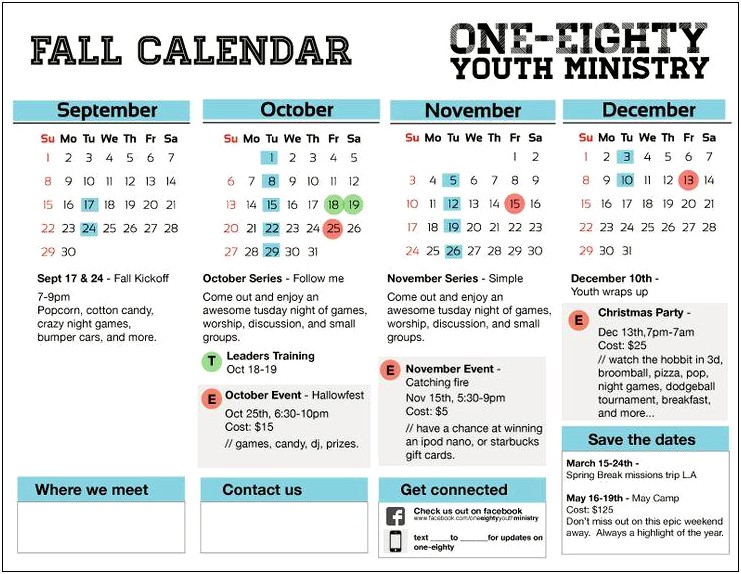 Youth Ministry Calendar Template 2019 Word