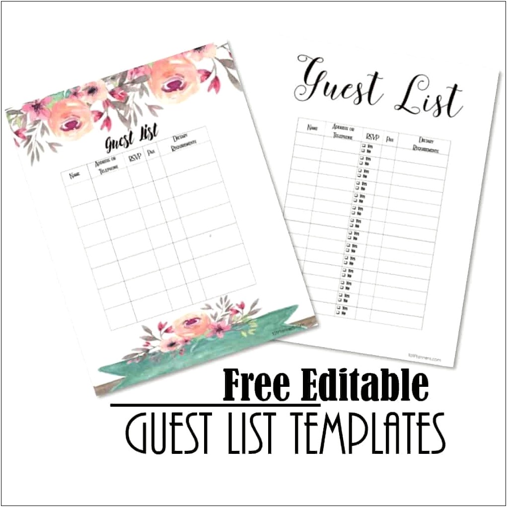 Zola Guest List Template Spreadsheet Download