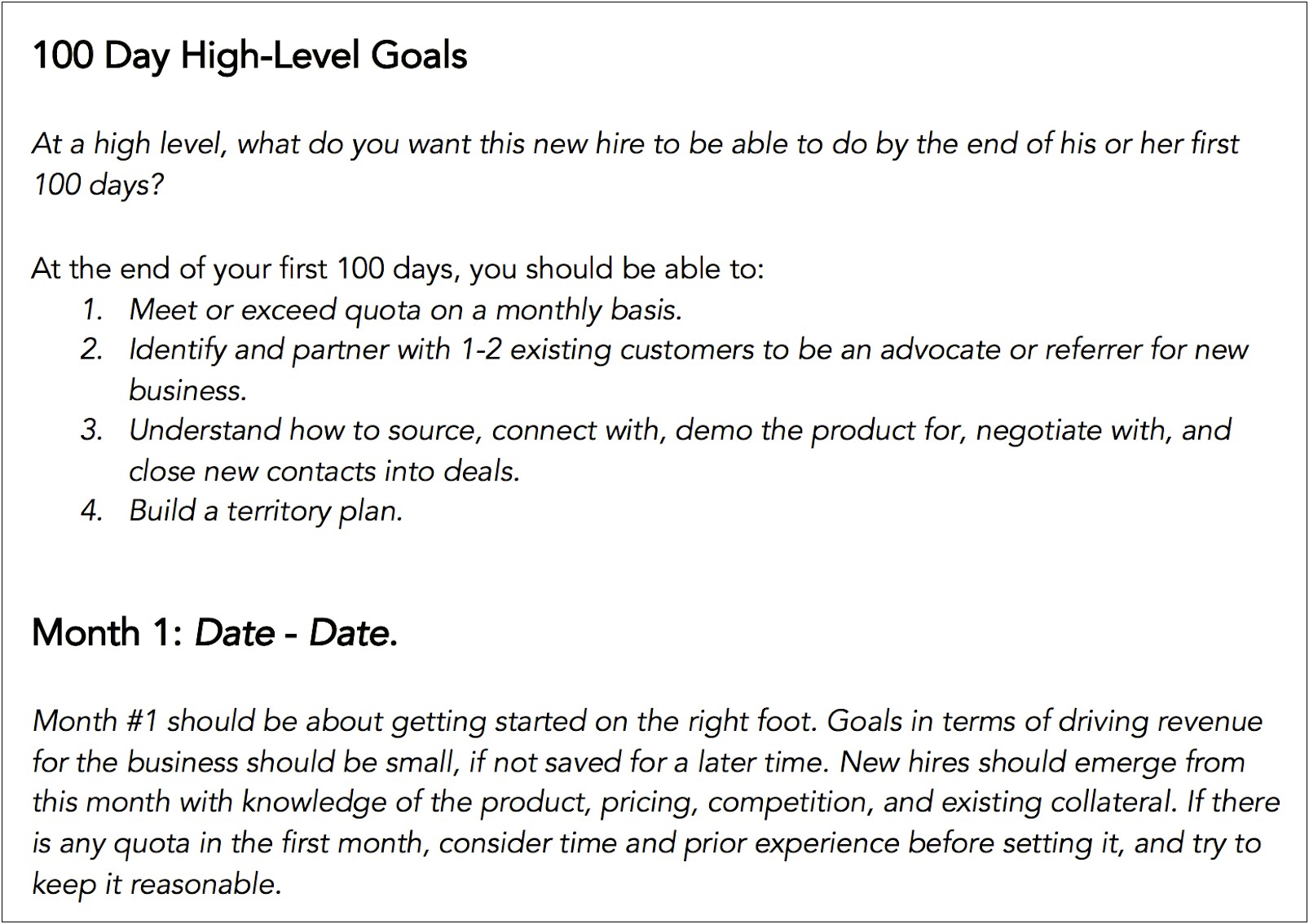 ﻿new Leader 100 Day Action Plan Template